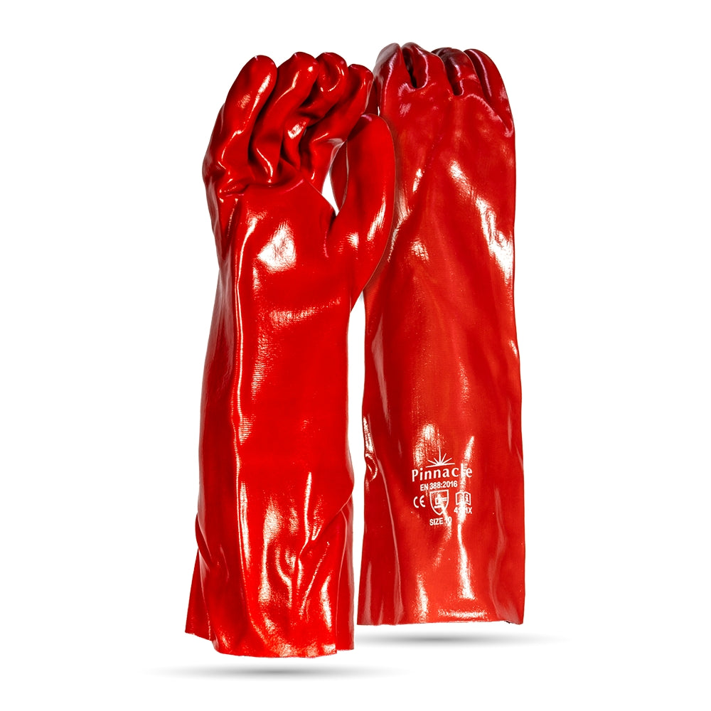 PVC Red Open Cuff Glove 40cm – Pack Of 12 Pairs