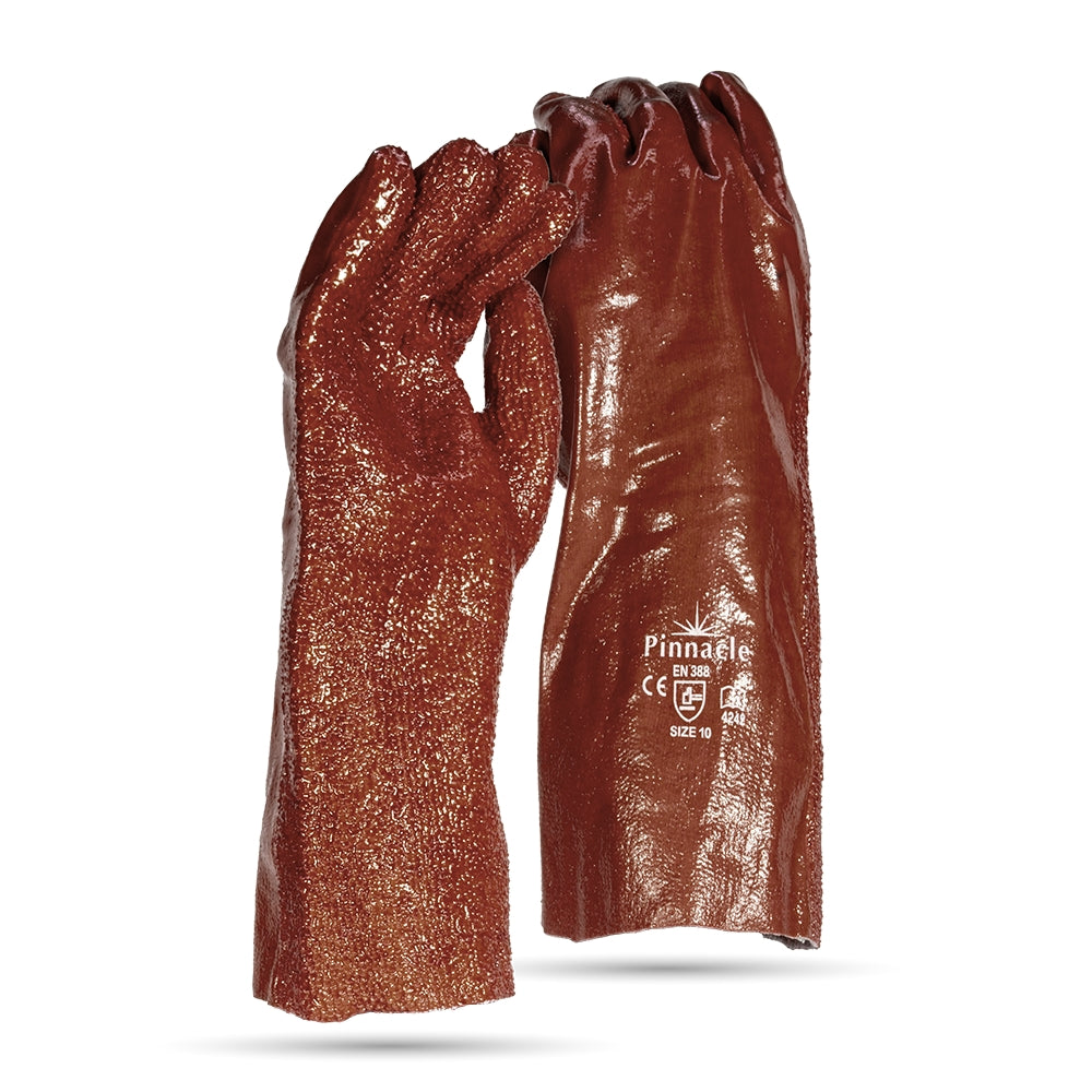 PVC Brown Rough Palm Open Cuff 30cm – Pack Of 12 Pairs