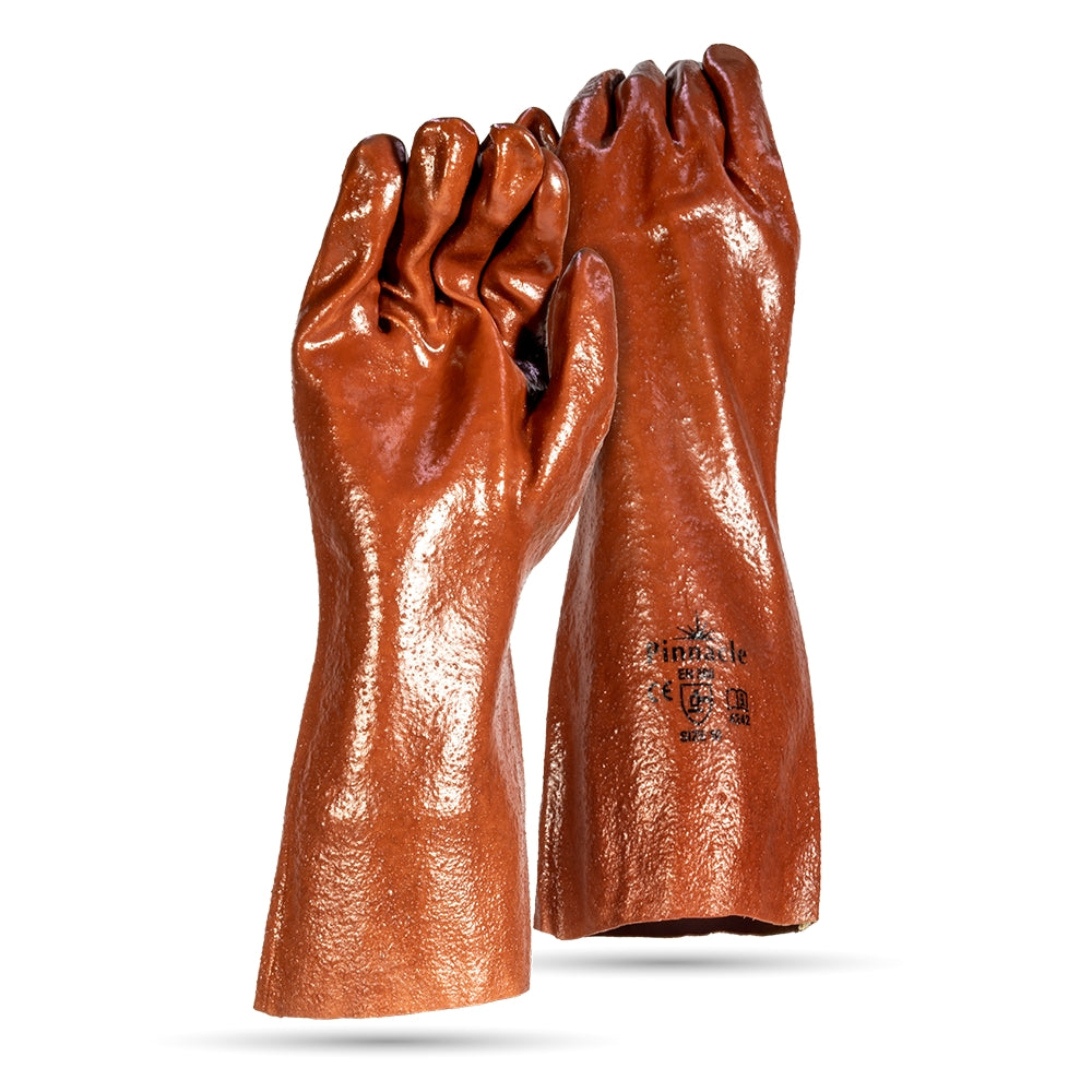 Brown PVC Abrasion Glove Open Cuff 35cm – Pack Of 12 Pairs