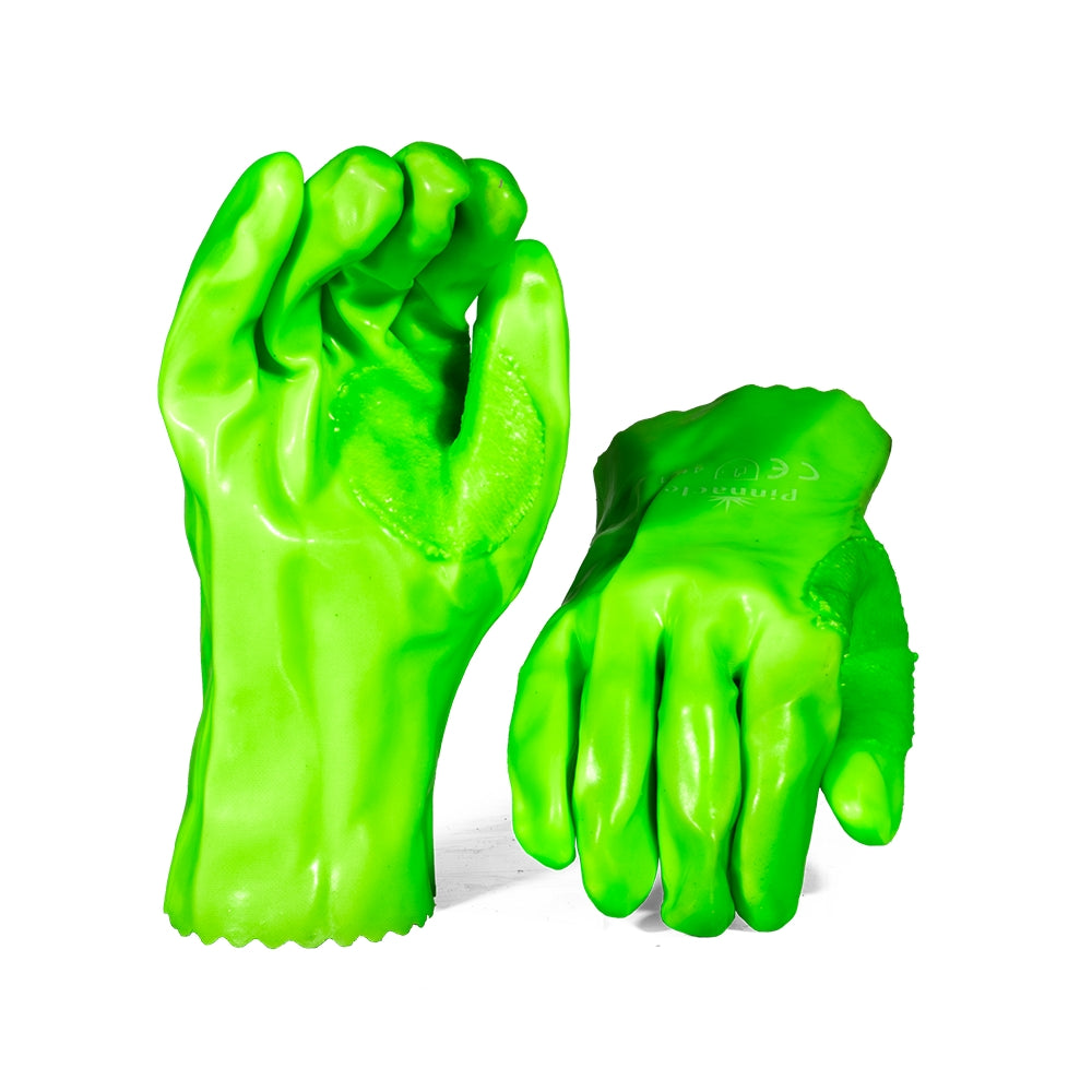 PVC Lime Green Open Cuff Glove 27cm – Pack Of 12 Pairs