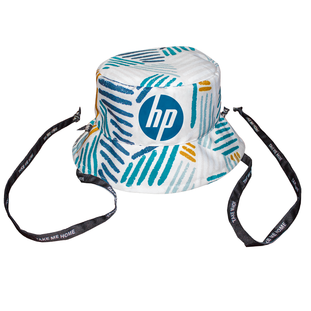 Bustle Reversible Bucket Hat With Personalised Branded Petersham Ties