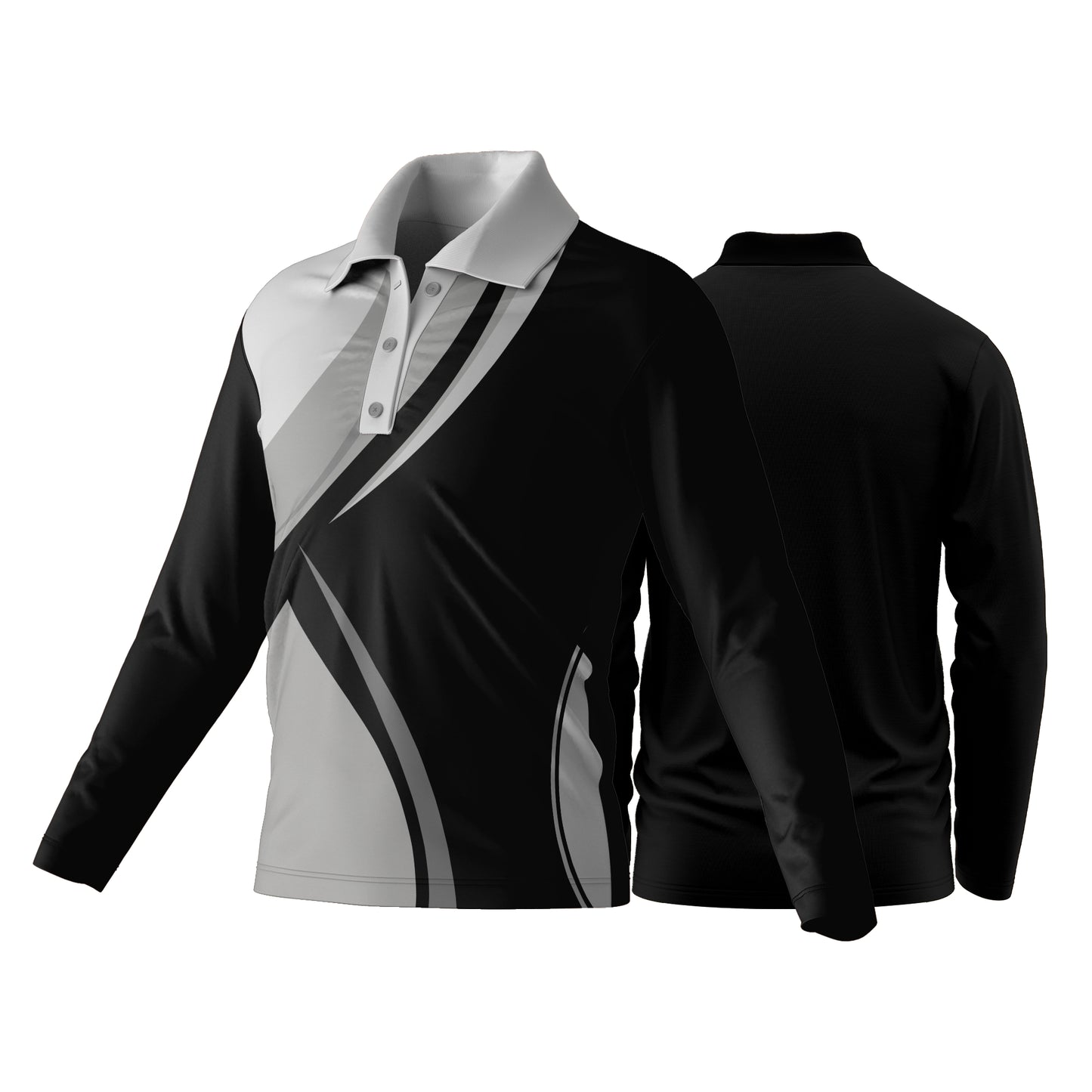 Unisex Dye Sublimated Long Sleeve Golf Shirt | Drop Needle Square | Corporate Design