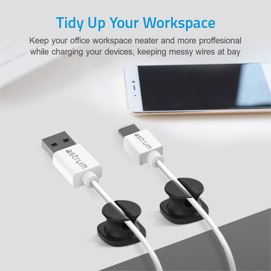CO060 Mini Cable Organizer Clips – 4 Piece Set for Cable Management - Black