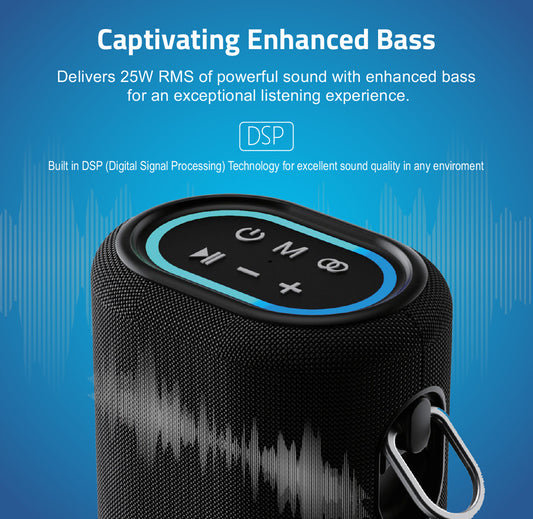 SP210 Bluetooth Waterproof IP6 Speaker, 25W DSP TF LED TWS AUX MIC
