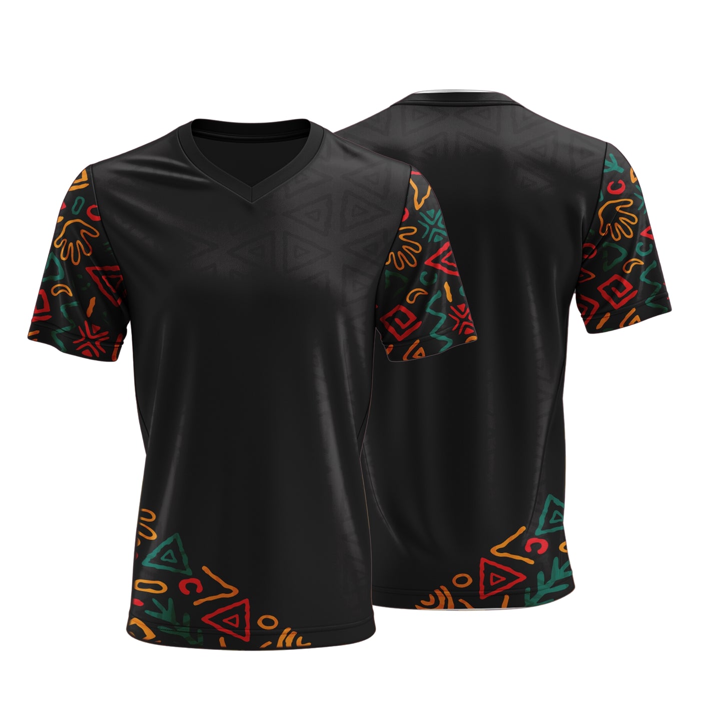 Unisex Short Sleeve V-Neck T-Shirt | Drop Needle Square | Africa Design