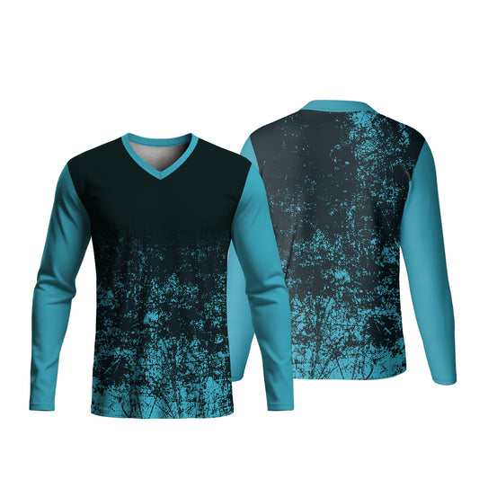 Unisex Long Sleeve V-Neck T-Shirt | Drop Needle Square | Sport Design