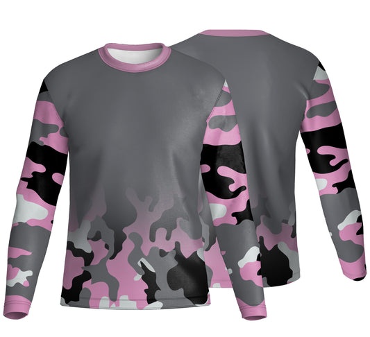 Unisex Long Sleeve Crew Neck T-Shirt | Sport Tec | Camo Design