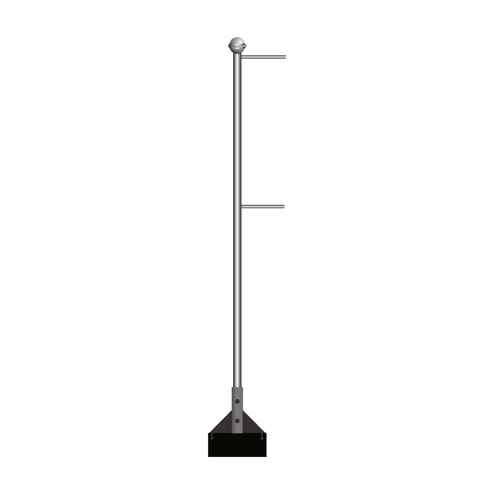 Bannerpole Ground 8m – 2 arm – including installation (one unit)