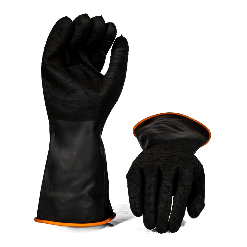 Black Industrial Rubber Glove Rough Palm 35cm – Pack Of 12 Pairs