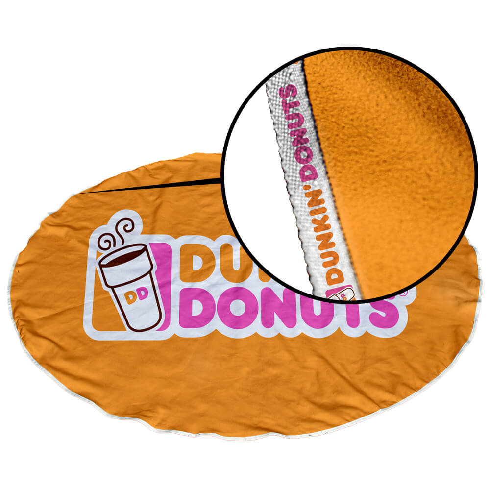 Lantana Quick Drying Round Picnic Blanket S/S Print Binded With Personalised Branded Petersham Webbing
