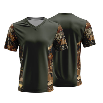 Unisex Short Sleeve V-Neck T-Shirt | Birdseye | Camo Design