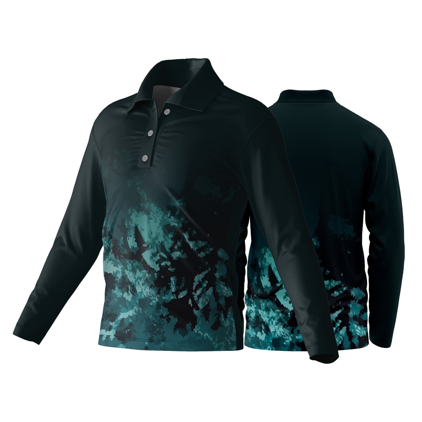 Unisex Long Sleeve Golf Shirt | Drop Needle Square | Camo Design