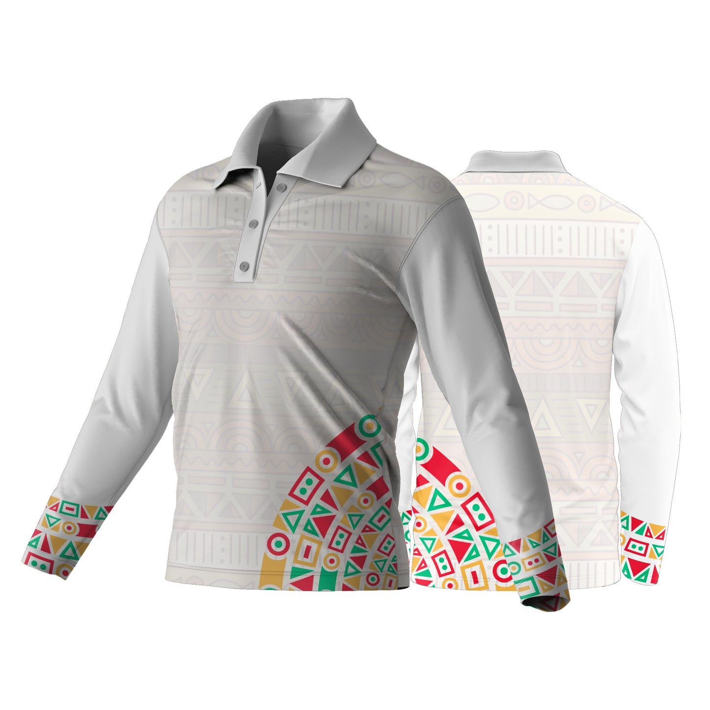 Unisex Long Sleeve Golf Shirt | Drop Needle Square | Africa Design