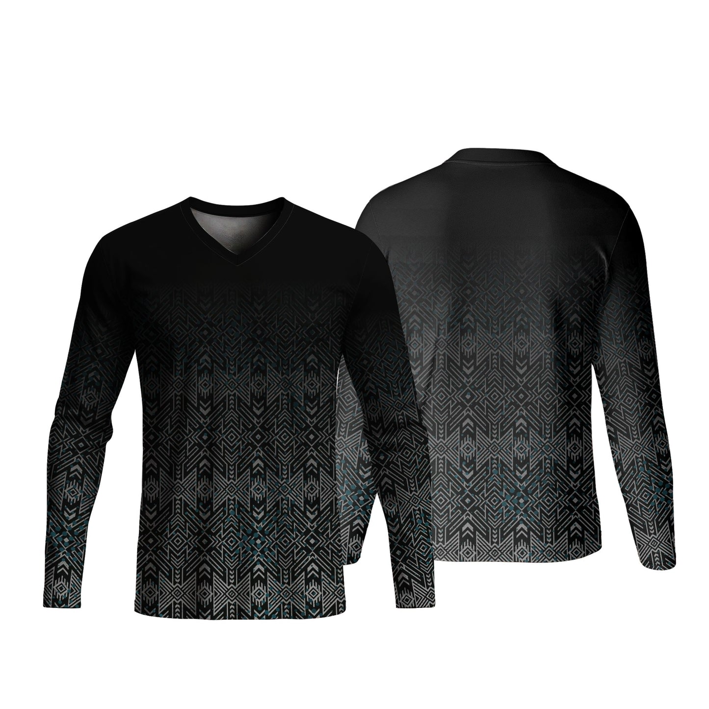 Unisex Long Sleeve V-Neck T-Shirt | Drop Needle Square | Africa Design