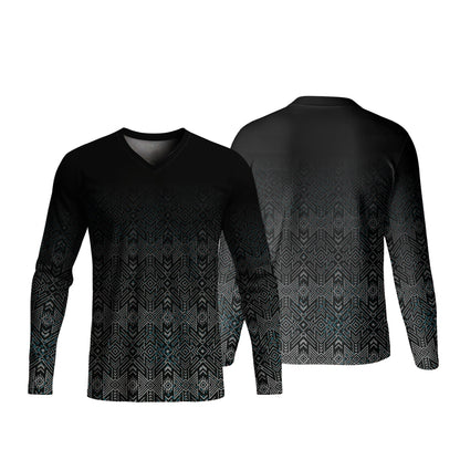 Unisex Long Sleeve V-Neck T-Shirt | Drop Needle Square | Africa Design