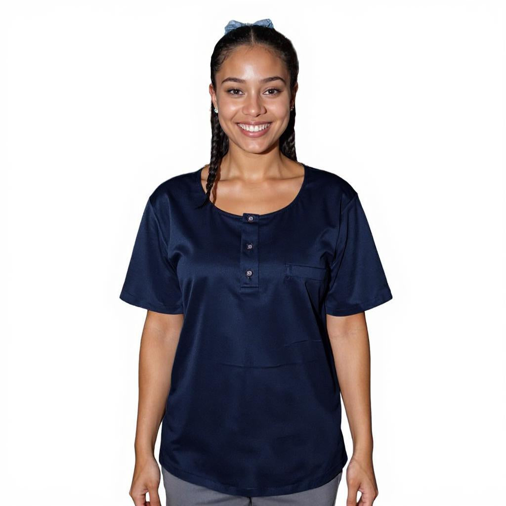 Maasai Buttoned Round Neck Scrubs Ladies