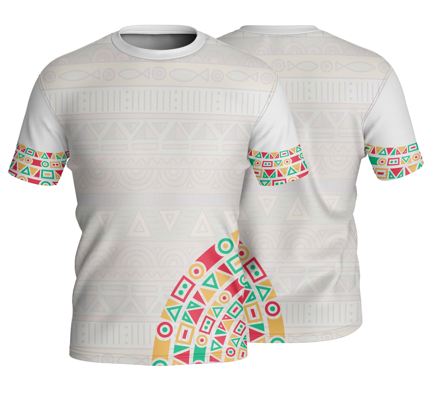 Unisex Short Sleeve Crew Neck T-Shirt | Drop Needle Square | Africa Design