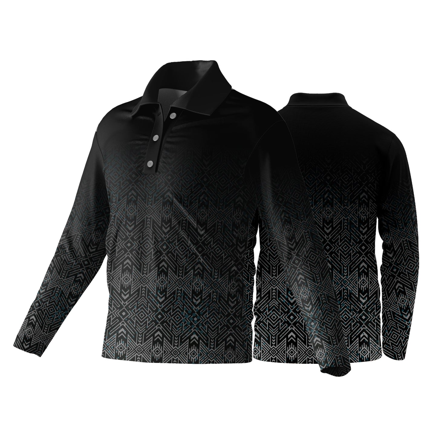 Unisex Long Sleeve Golf Shirt | Drop Needle Square | Africa Design