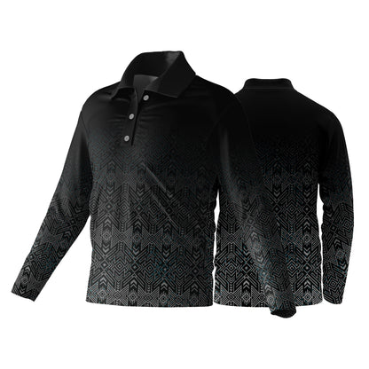 Unisex Long Sleeve Golf Shirt | Drop Needle Square | Africa Design