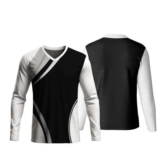 Unisex Dye Sublimated Long Sleeve V-Neck T-Shirt | Drop Needle Square | Corporate Design