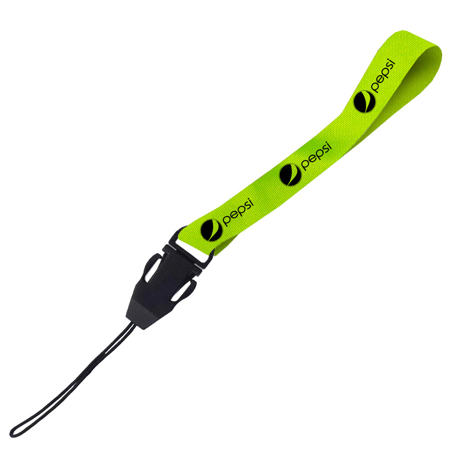 Hi-Viz Wrist Phone Strap Black Sublimation Print S/Sided with Cellphone Clip