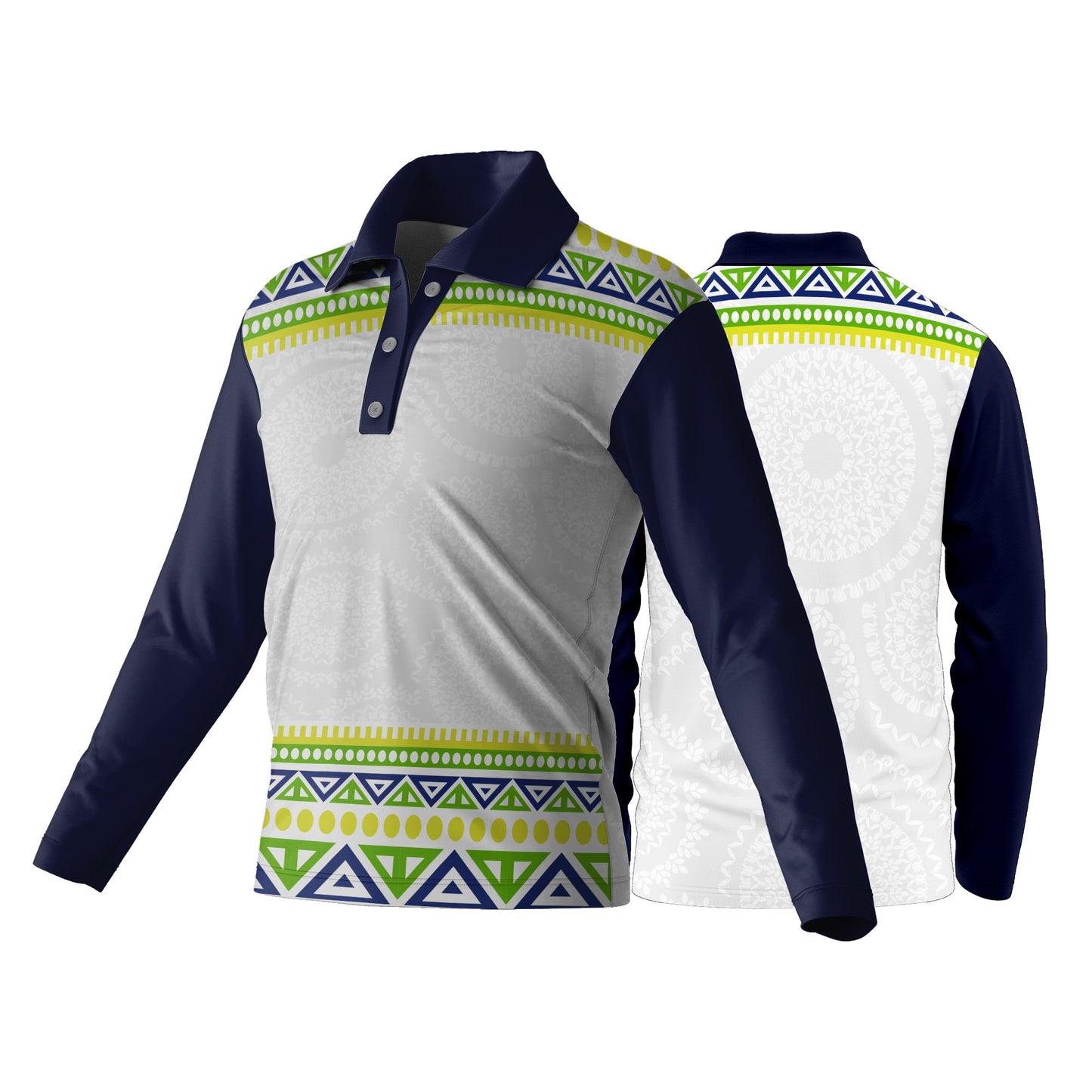 Unisex Long Sleeve Golf Shirt | Drop Needle Square | Africa Design