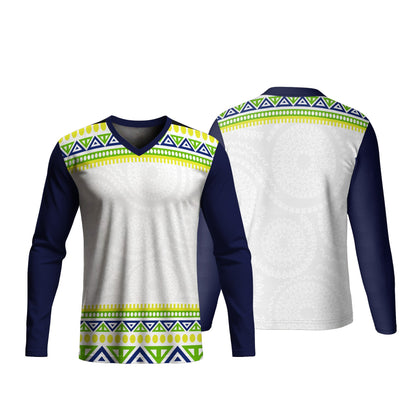 Unisex Long Sleeve V-Neck T-Shirt | Birdseye | Africa Design