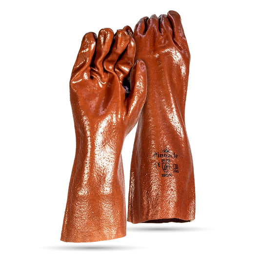 Brown PVC Abrasion Glove Open Cuff 35cm – Pack Of 12 Pairs