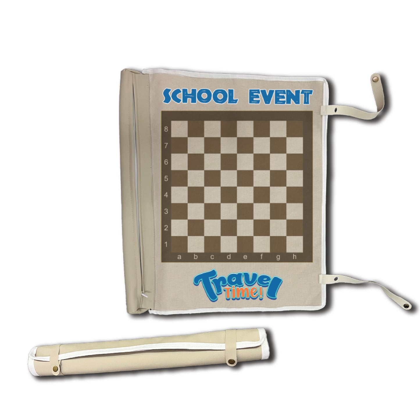 Sunbird 2-in-1 Faux Leather/ Fabric Roll-up Game Board With Zipped Pocket and Plastic Pieces (Chess/Checkers)