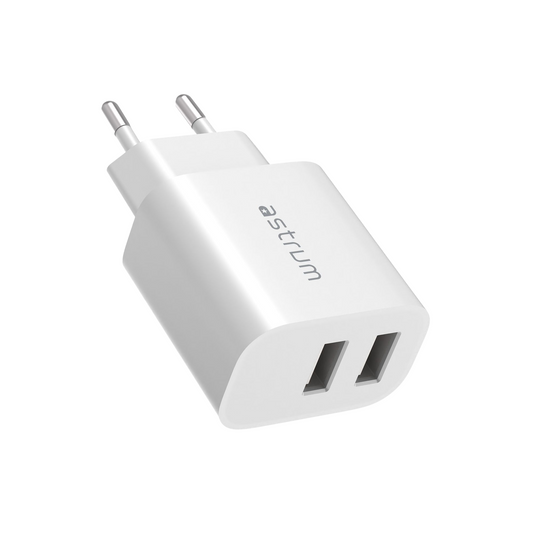 WATZ12D 12W Wall Charger 2 X USB-A WHT