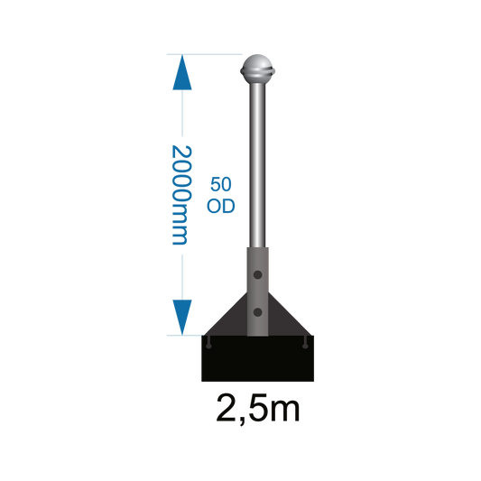 Flagpole 2.5m with wall bracket select (W1 -W2 -W3) supply only