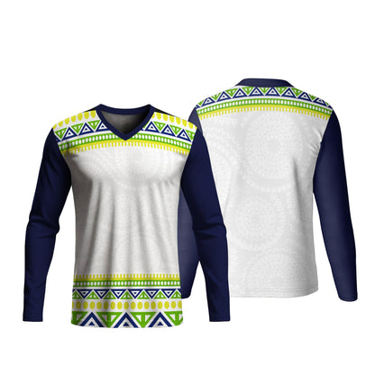 Unisex Long Sleeve V-Neck T-Shirt | Drop Needle Square | Africa Design