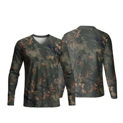 Unisex Long Sleeve V-Neck T-Shirt | Sport Tec | Camo Design