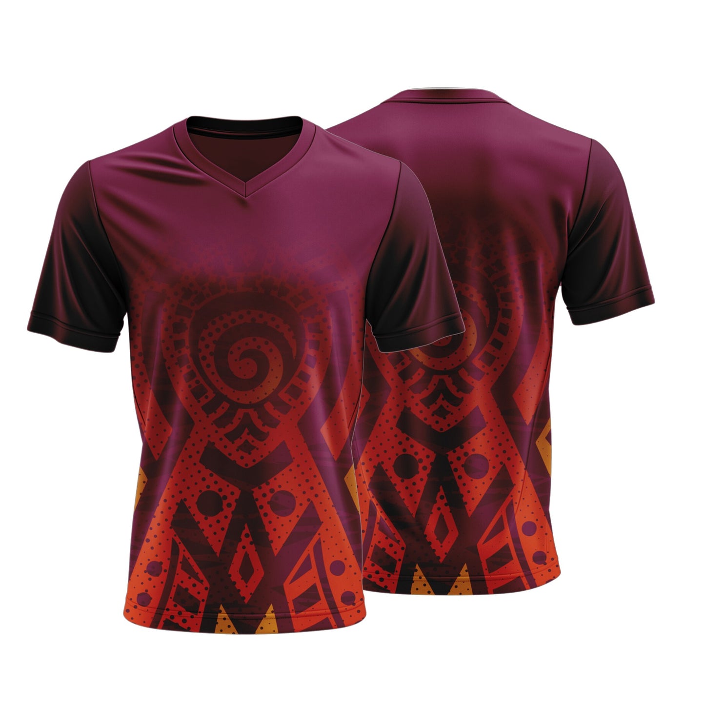 Unisex Short Sleeve V-Neck T-Shirt | Drop Needle Square | Africa Design