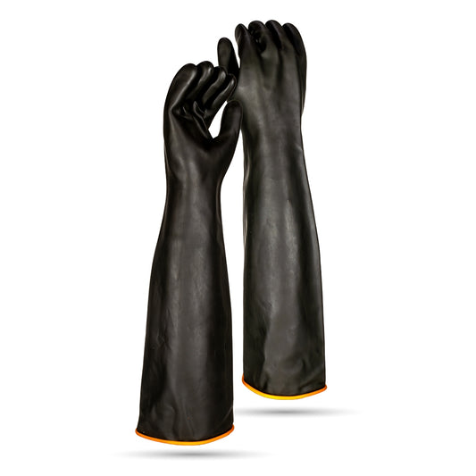 Black Industrial Rubber Glove Smooth Palm 55cm – Pack Of 12 Pairs