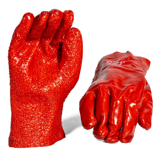 PVC Red Rough Palm Open Cuff Glove 27cm – Pack Of 12 Pairs