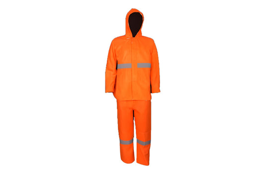 Hi-Viz PVC Rubberised Rain Suit With Reflective Tape