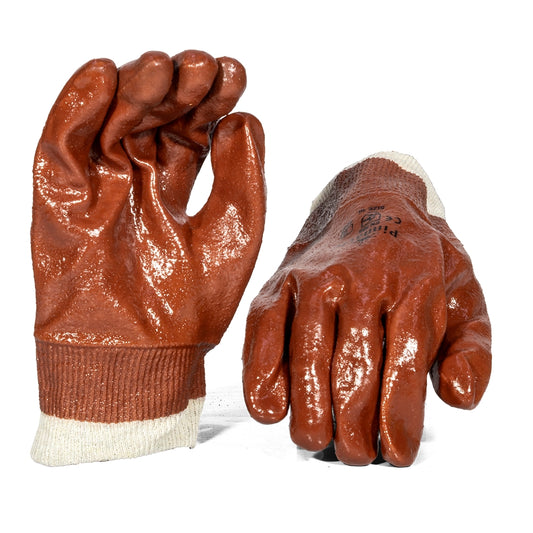 Brown PVC Abrasion Glove Knit Wrist – Pack Of 12 Pairs