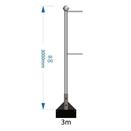 Bannerpole Roof 3m – 2 arm – including installation (one unit)