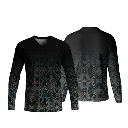 Unisex Long Sleeve V-Neck T-Shirt | Pique Knit | Africa Design