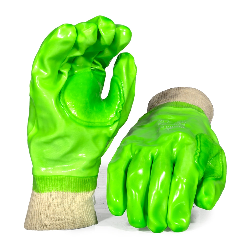 PVC Lime Green Knit Wrist Glove – Pack Of 12 Pairs