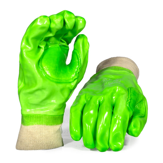 PVC Lime Green Knit Wrist Glove – Pack Of 12 Pairs