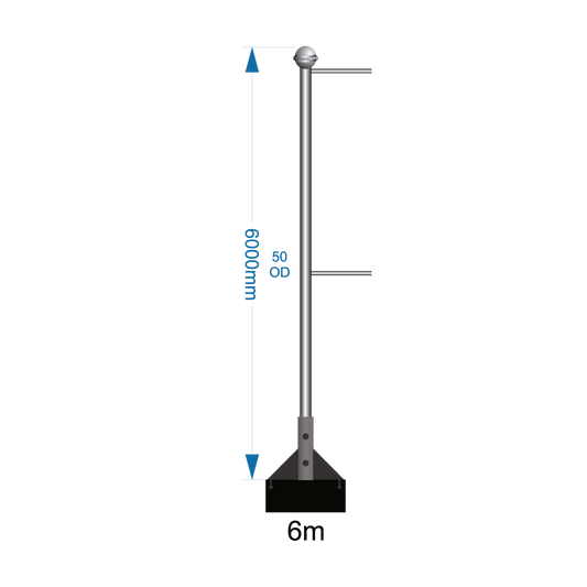 Bannerpole Ground 6m – 2 arm – including installation (one unit)