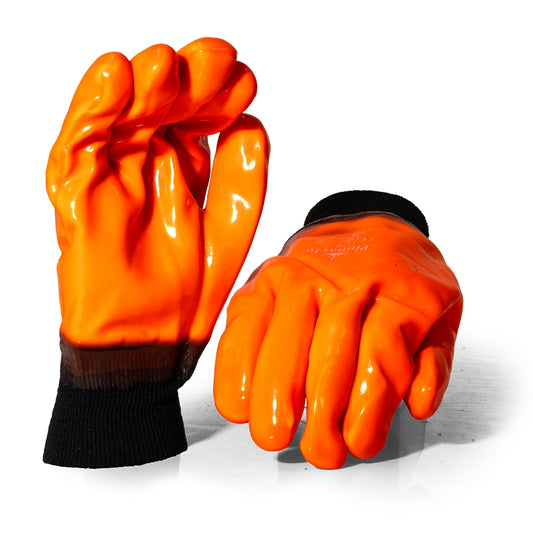 PVC Orange Freezer Glove Knit Wrist – Pack Of 12 Pairs