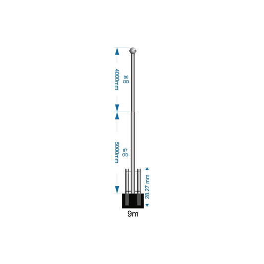 Ground Mounted Flagpole 9m – supply only