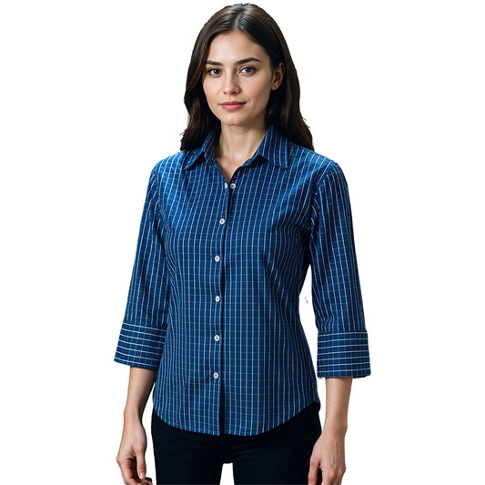 Branford Royal Blue & White Check Blouse Ladies