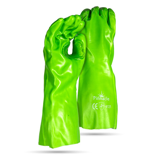 PVC Lime Green Open Cuff Glove 35cm – Pack Of 12 Pairs