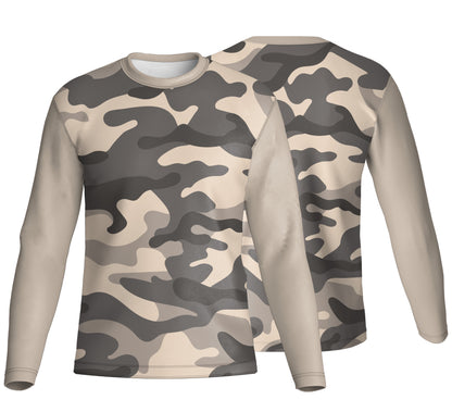 Unisex Long Sleeve Crew Neck T-Shirt | Drop Needle Square | Camo Design