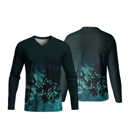 Unisex Long Sleeve V-Neck T-Shirt | Drop Needle Square | Camo Design