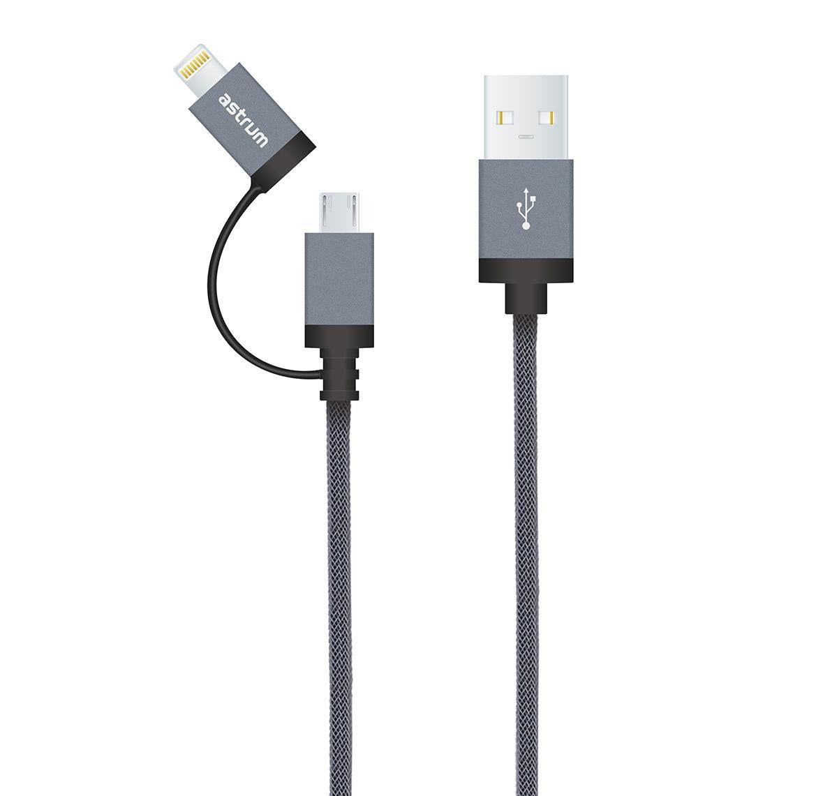 AC330 Micro USB + 8pin Charge &amp; Sync MFI Braided Cable